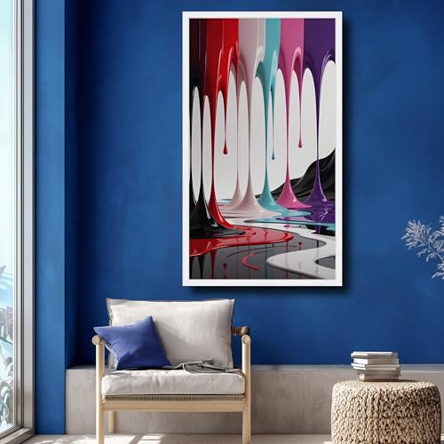 Toile à effet coulures de peinture pour décoration murale de salon moderne
