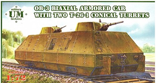 Plastic model Biaxial armored carriages of type OB-3 with double T-26-1 conical turrets UMT628