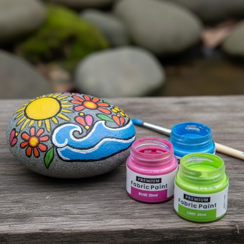 Image of Little Birdie Fabric Paint Set 12 colours X 20ml each | Paint for Fabric, Canvas, Paper, Wood, Furniture, DIY Craft, Home Decor | Multi Surface Paint