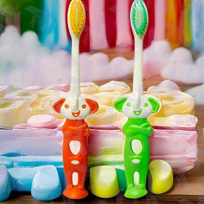 The Trendzo- Kids Cartoon Toothbrush | Soft Nylon Bristles for Gentle Cleaning | Ergonomic Elephant‑Shape Non‑Slip Handle | Pack of 4 Classic Colors-image-27