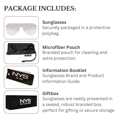NYS Collection Rimless Oversized Flat Top Shield Sunglasses for Men Women – Aviator Style, 100% UV400 Protection 6