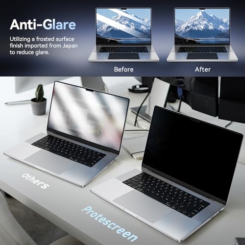 Image of Protescreen Magnetic Privacy Screen Protector Compatible with MacBook Pro 14 Inch (2021-2026, M1 M2 M3 M4 M5), Removable Anti Spy Blue Light Glare Laptop Privacy Filter for Mac Pro 14.2 in