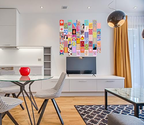 Image of Pack of 54 Indie Wall Collage Kit Posters - 4 x 6 Inches Wall Decor Poster - Wall Art For Bedroom, Living room, Office - 1 Tissue Tape