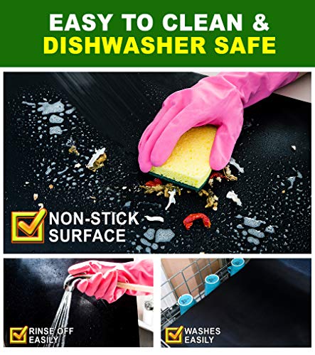 Non-Stick Premium Quality Oven Liner (3- Pieces Set) | Easy To Clean Oven Liners For Bottom Of Electric oven | Heat Resistant Silicone Oven Liner | Reduce Spills and Stuck Food Oven Mat
