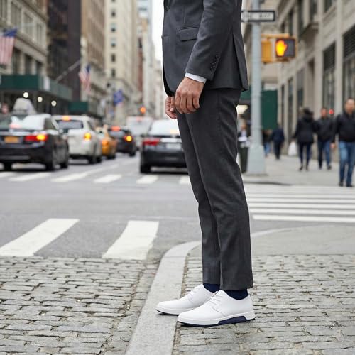 Image of konhill Men's Casual Oxford Shoes - Breathable Dress Shoes Loafers Lace-up Flat Sneakers