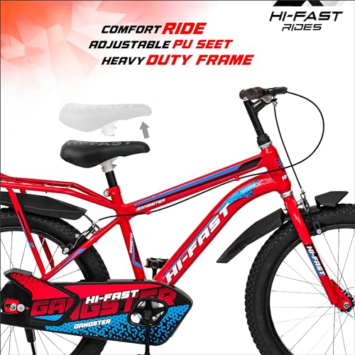 Image of HI-FAST Gangster 20T Cycle for Boys & Girls 7 to 10 Years with Tyre-Tube & Side Stand (Semi-Assembled) 20 Inches,Road Bike, Rigid