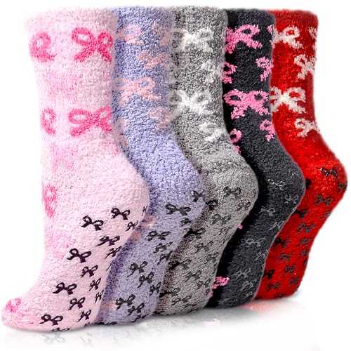 OlyPegic Non Slip Fuzzy Socks for Women with Grips Women Hospital Socks Gripper Cozy Fluffy Soft Winter Warm Sleep1