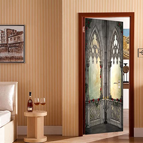 Sticker de porte 3D style marocain trompe l'oeil pour deco de chambre - 3