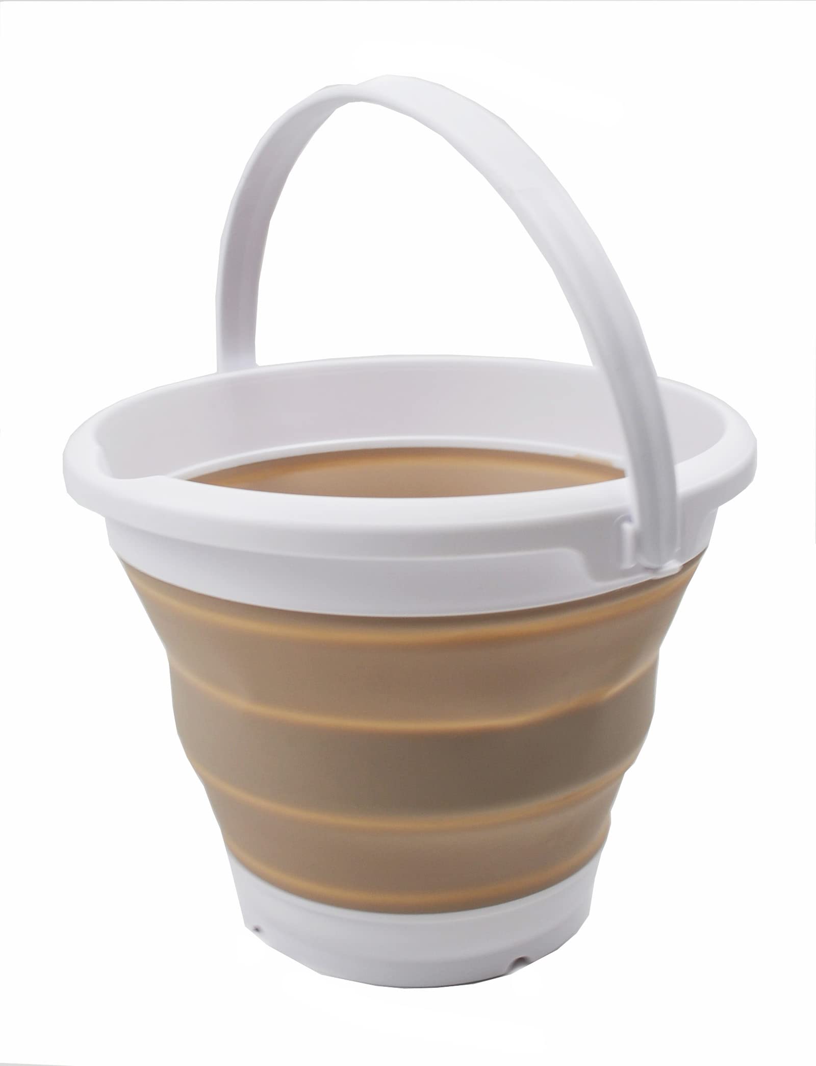 SAMMART Collapsible Bucket (White/Latte, 5.5L - Round)