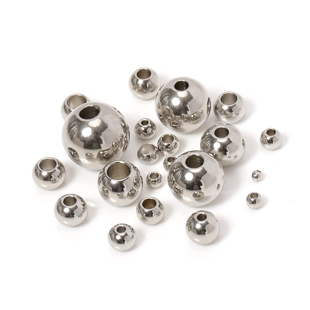 Kula łożyskowa ze stali nierdzewnej, 20 sztuk koraliki ze stali nierdzewnej 13mm-30mm do wyrobu biżuterii koraliki dystansowe luzem otwór w kształcie kuli 3-5mm do bransoletek elementy biżuterii DIY(2