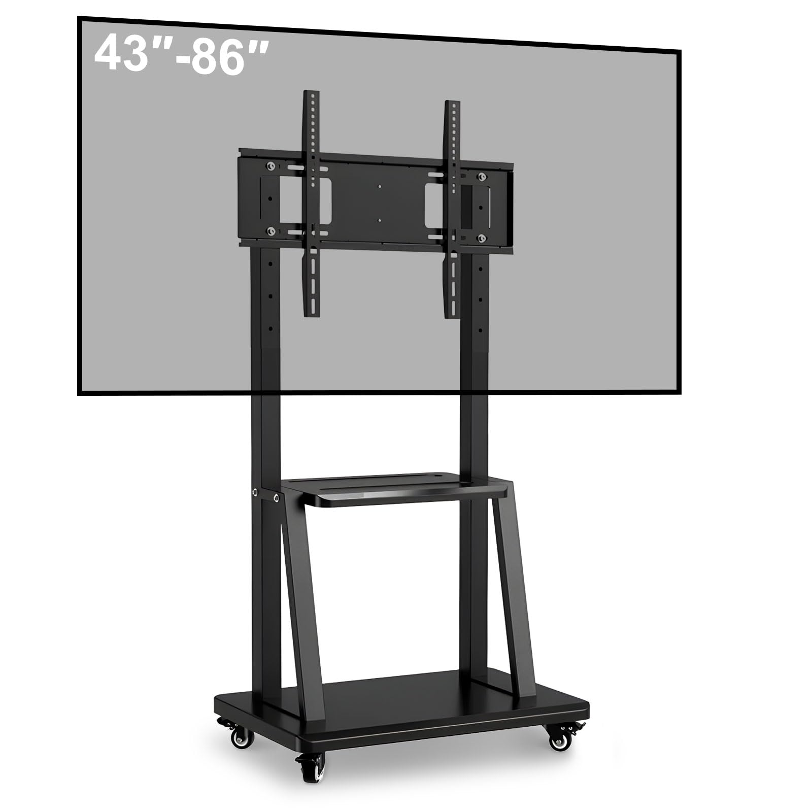 Smart Board Stand for 43-86 Inch Interactive Whiteboard, Mobile Stand with 4 Lockable Wheels, Height Adjustable, Holds to 385lbs, Design for Classroom Home Office