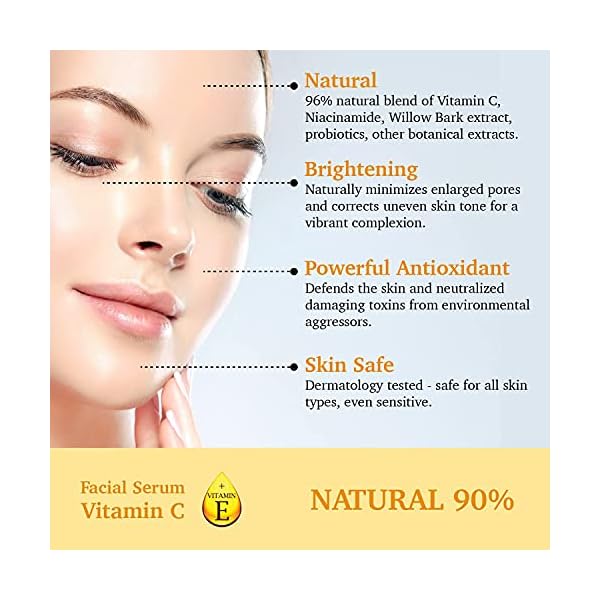 PURIFECT-Facial-Serum-VITAMIN-C-BRIGHTENING-30ml NATURAL VITAMIN C Vegan Facial Serum for Skin Brightening Firming Anti Aging, Reduce Wrinkles Dark Spots with Niacinamide Vitamin E 30ml Non Irritaging Formula PURIFECT MADE IN USA