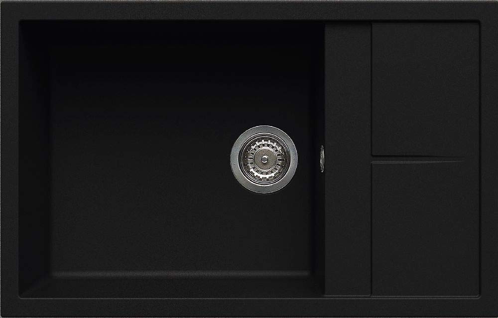 ElleciLKU31086 Kitchen Sink Made of Granite (Keratek) with a Single Bowl Unico 310-K86 Black-LKU31086, Black