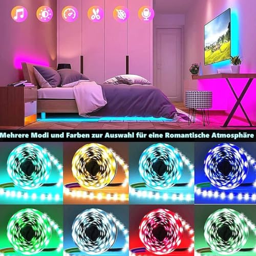 Tenmiro LED Strip 30m(15m×2), RGB LED Streifen Musik Sync Selbstklebend Led Lichterkette mit Fernbedienung und APP, Dimmbar Farbwechselnd Timer Led Band für Gaming,Party,Zimmer Deko