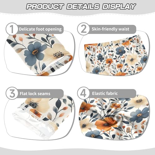 Girls Leggings Boho Florals Leaves Soft Toddler Leggings for Girls Kids Pants Size 4T-10T3