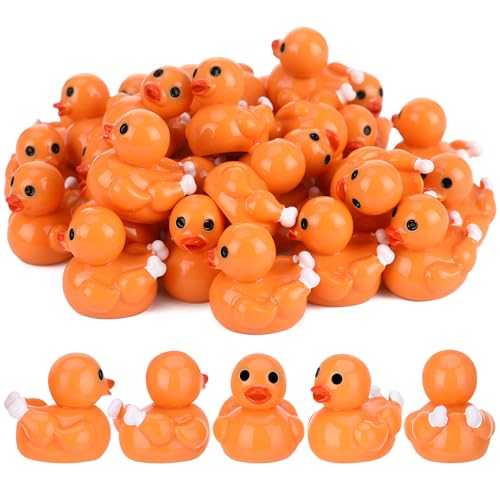 GGSTDDUP 50 Pcs Thanksgiving Resin Ducks Dressed As Turkeys Tiny Miniature Turkey Ducks Figurines Novelty Thanksgiving Party Favors Gift Decoration