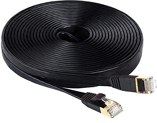 Lekvkm Cat 6 Ethernet Cable 50 Ft High Speed Rj45 Internet Cable For Outdoor & Indoor Support Cat6 Network Solid Slim Flat Black Computer Lan For Pc #TOP7