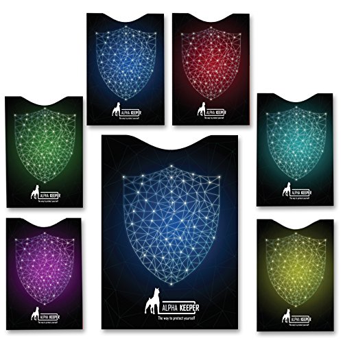 RFID Blocking Sleeve set of 6 x credit card protector and 1 x passport holder sleeve, Unique exclusive stylish designs for daily use Secure Identity Theft Protection, MUST BE with any traveler