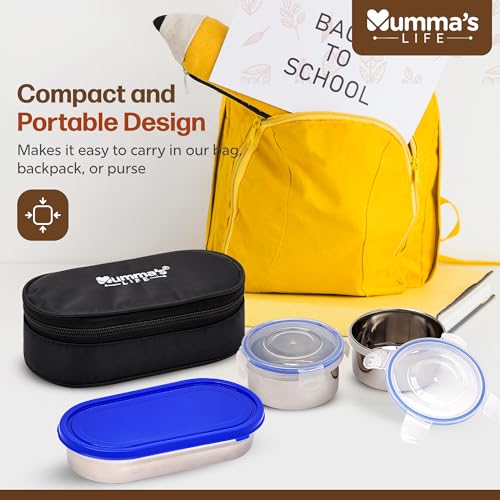 Image of Mumma's LIFE Stainless Steel Lunch Box Suitable for School, Offices and picnics(280 ML) (Black) (MUSKI)