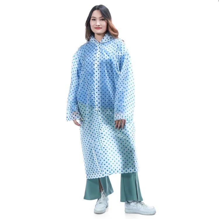Long Raincoat Water Resistant Rain Jacket with Adjustable Hood Outdoor Portable Rainwear Poncho for Boy Girl Travel (Universal, Random) (Polka Dot Design)_Pack Of 01,Free Size