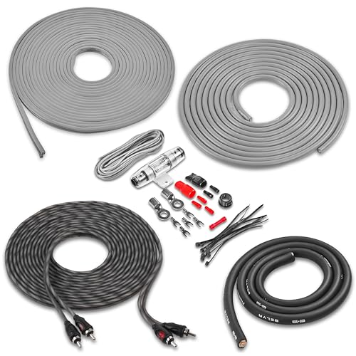 Image of Belva True 4 Gauge AWG Premium CCA Complete Amplifier Wiring Kit with OFC 2-Channel RCA Cable - BAK42BK Gray