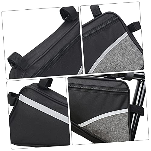 Happyyami 2pcs Bike Front Frame Bag Durable Triangle Storage Bag for Mountain and Road Bikes for Essentials Keys and Tools Grey Color