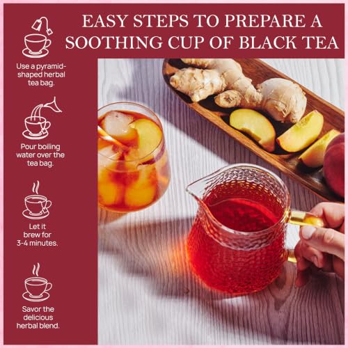 Image of Peach Ginger Black Tea Loose Leaf (200 gm /7 oz), Makes Upto 100 Servings