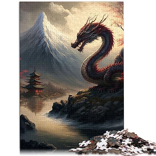 Puzzle en Bois Asiatique Dragon 1000 pièces pour Adultes et Enfants de 12 Ans et Plus Activité familiale 75 x 50 cm.