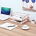 Superbpag Set of 2 Office Supplies Metal Stackable Document Organizer Office Desktop File Paper Holder Book Storage Rack, Rose Gold