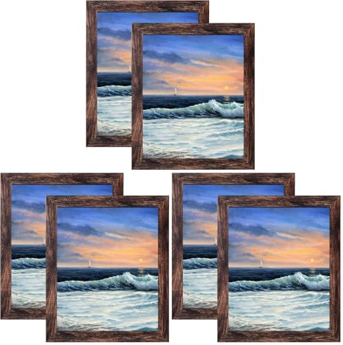 Image of LUCKYLIFE 8x10 Picture Frame Brown for Wall Mounting or Tabletop Display, 6 Pack