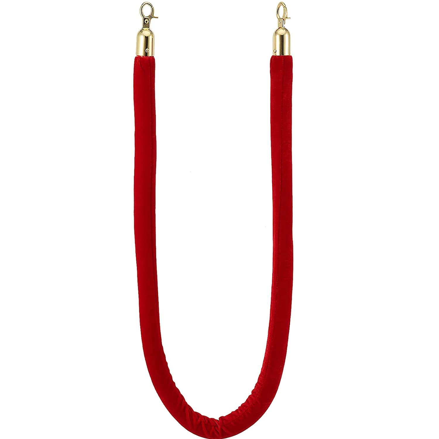 Guardrail rope， Queue Barrier Ropes with Gold Hook, Stanchions Rope, for Divider Crowd Control of Hotel Celebration/Opening Ceremony/(Red,Length 0.6M/2Ft/24In)