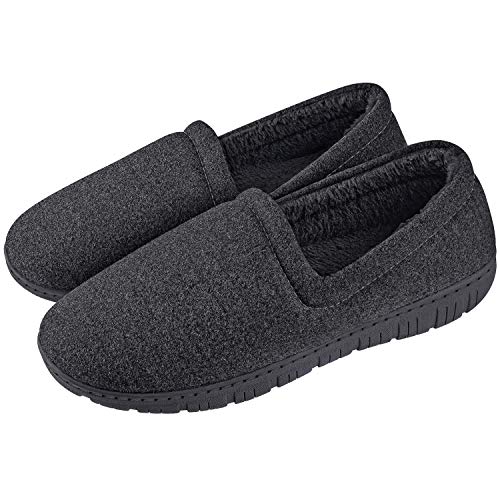 Homitem House Slippers for Men with Fuzzy Lining Mens House Slippers Indoor Outdoor House Shoes for Men with Memory Foam Bedroom Home Warm Slippers