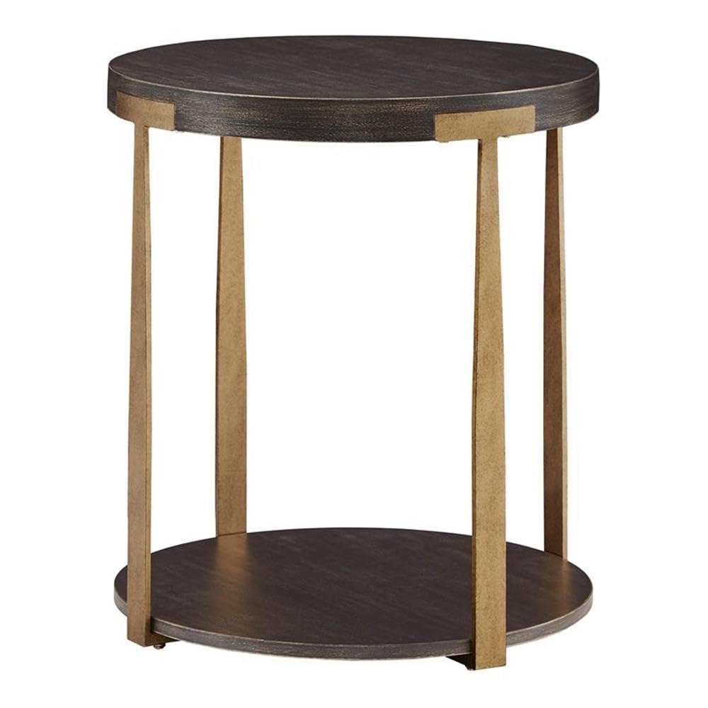 Inspire Q End Table Coffee Accent Table, Round, Modern, Indoor with 1 Shelf in Metal, Espresso