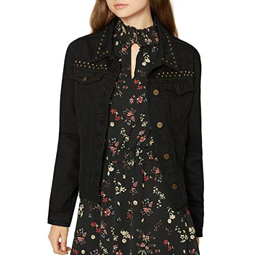 Sanctuary Women's Studded Raw Hem Denim Jacket Black Size L