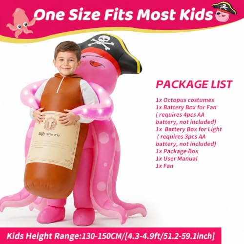 Inflatable Octopus Costume for Kids, Light Up Pirate Halloween Costume - image 2