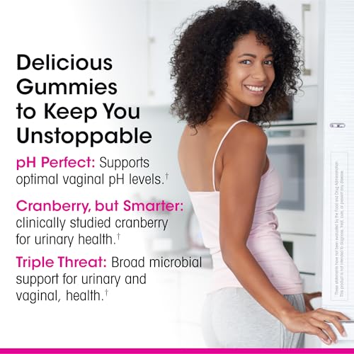 Image of vH Essentials Probiotic Gummies with Prebiotics & Cranberry, Concentrated Extract for Urinary Tract Health, Supports Vaginal Microflora Balance for a Healthy Feminine Tract, 60 Count