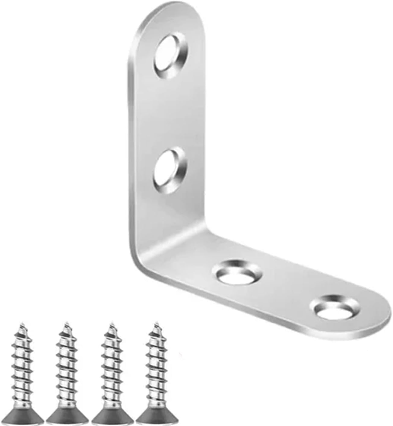L Brackets Stainless Steel with Screws Cabinet Corner Brace Joint Fastener Wood Screens Shelf Furniture Hardware(1set-16x50mm)