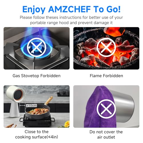Image of AMZCHEF Portable Range Hood, 3-Speed Desktop Exhaust Vent Fan,CreamWhite