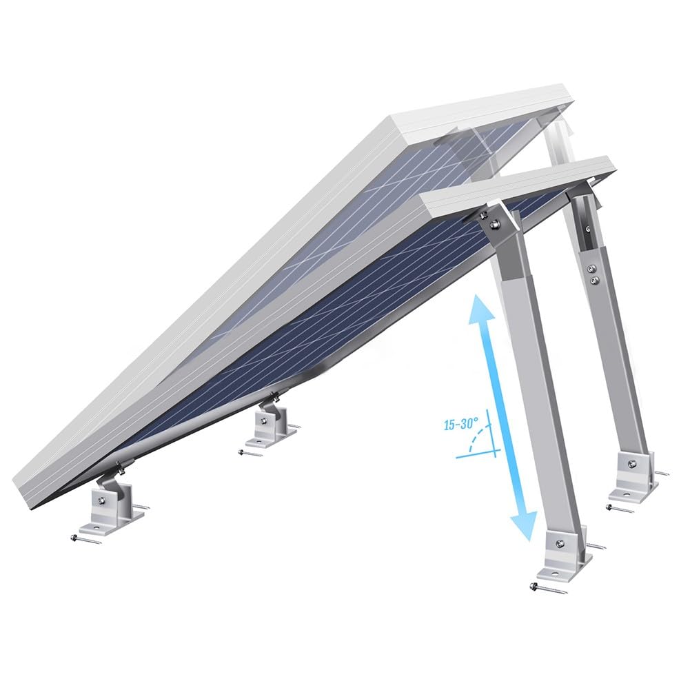 Kit di Montaggio per Pannello Solare, Staffa per Tetto, Regolabile da 0 a 60°, in Lega di Alluminio, per roulotte, Balcone, Tetto Piatto, Confezione da 4