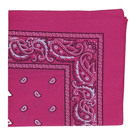 HOT PINK cotton bandana scarf SQUARE BLACK WHITE PAISLEY Cover
