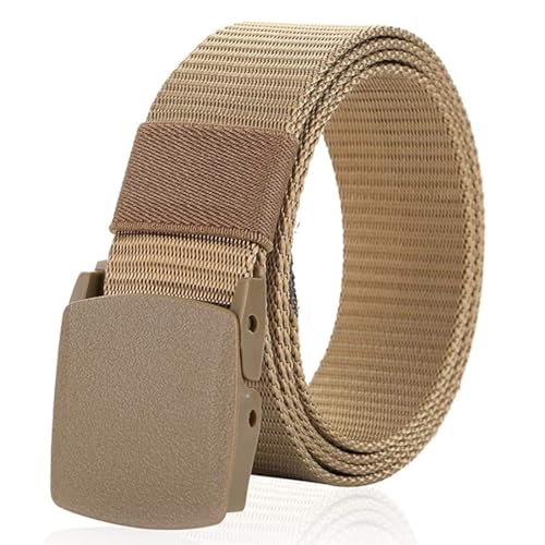 Image of Tactical Nylon Web Belt, Black, Lightweight Plastic Buckle, No-Snag Design, Airport-Friendly, 120cm
