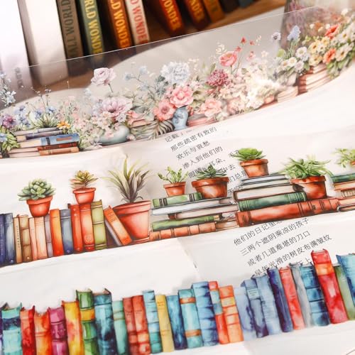 Image of 6 Rolls PET Washi Tape Set,Reading Themed Scrapbook Tape Stickers for Journaling,Junk Journal,Planner,DIY Arts Crafts,Notebook,Photo Frame,Phone Case(Book)