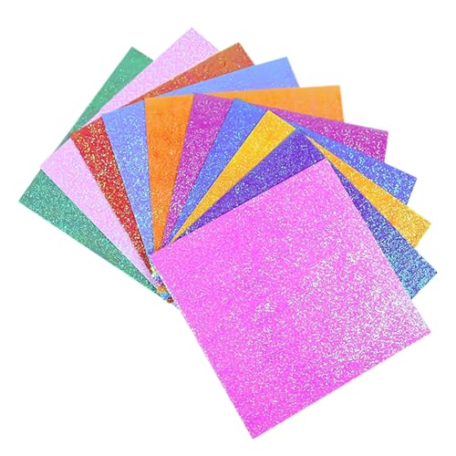 50 Feuilles Papier Origami Pailleté 15x15cm, Papier Cartonné Couleur Double Face pour Loisirs...