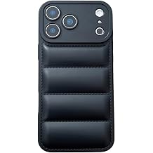 Case for iPhone 17 Pro Max,Solid Color Luxury Down Pure Jacket Design Soft Unzip Sofa Silicone Puffer Touch Cloth Shockproof Portection Phone Case for iPhone 17 Pro Max,6.9 inch 2025 Black