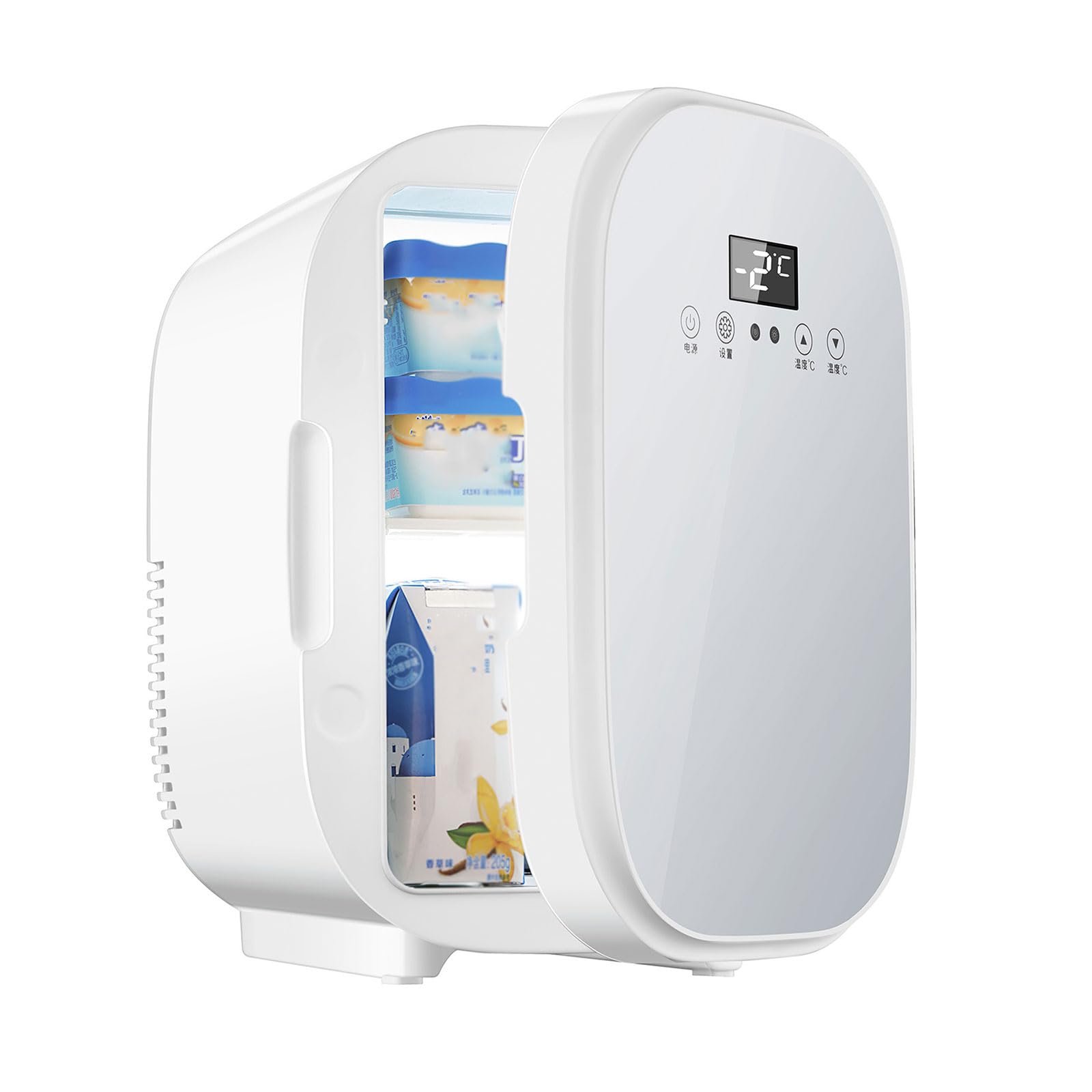 UNYQBFKM Mini Fridge for Bedroom, 6L Skincare Fridge Portable Cooler & Warmer with 110V/220V AC/12V DC Compact Small Refrigerator for Skin Care Cosmetic Beverages Drinks, Office, Car