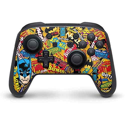 Skinit Decal Gaming Skin Compatible with Nintendo Switch Pro Controller - Officially Licensed DC Comics Batman Vintage Pose Collage Art Design