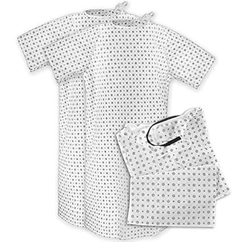 Magnus Care Hospital Gown for Woman & Men, Cotton Blend Fashionable Unisex Patient Gowns, Back Tie, 46" Long & 66" Wide, Comfortably Fits Sizes up to 2XL - 2 Pack Hospital Gown