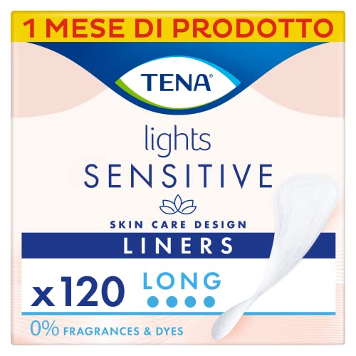 TENA Lights Sensitive - Proteggi-slip lungo, Pacco Scorta Mensile - Proteggi-slip per piccole perdite femminili, discreti e confortevoli, 6 confezioni x 20 pezzi