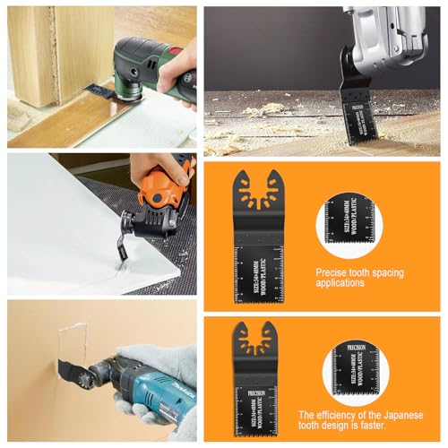 SURFOU Multi Tool Blade 32Pcs, Oscillating Saw Accessories Set for Hard Material Metal Nail Wood, Quick Release Grout Remover Kit Compatible with Ryobi, Milwaukee, Bosch, Dremel, Dewalt, Makita 5 SURFOU Multi Tool Blade 32Pcs, Oscillating Saw Accessories Set for Hard Material Metal Nail Wood, Quick Release Grout Remover Kit Compatible with Ryobi, Milwaukee, Bosch, Dremel, Dewalt, Makita - Image 5