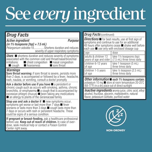 Nature's Way Umcka Cold Relief Syrup, Non-Drowsy Liquid, Cherry, 4 fl oz - image 6